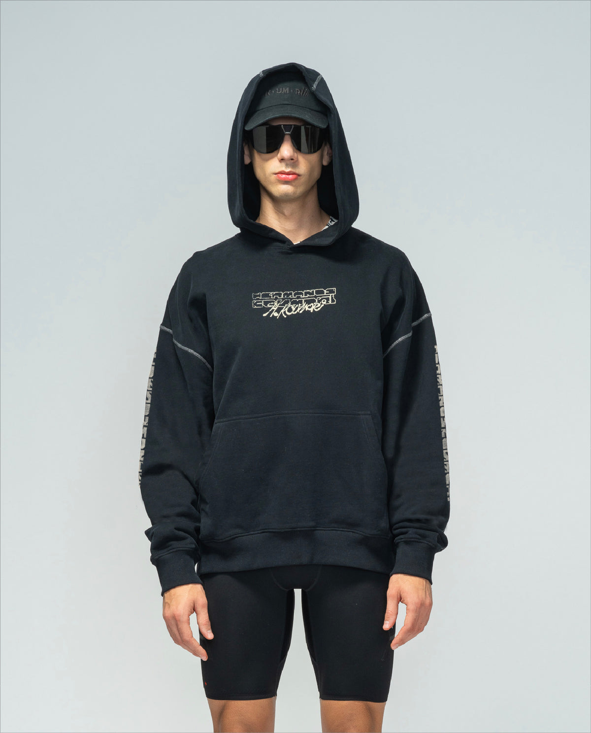 H.KOUMORI AOP Hoodie Black