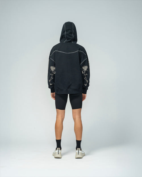 H.KOUMORI AOP Hoodie Black