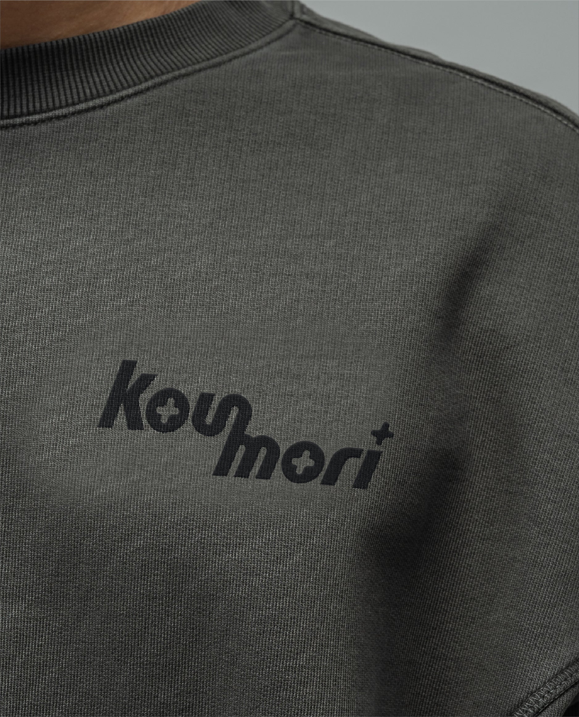 AOP Crewneck Black Garment Dye