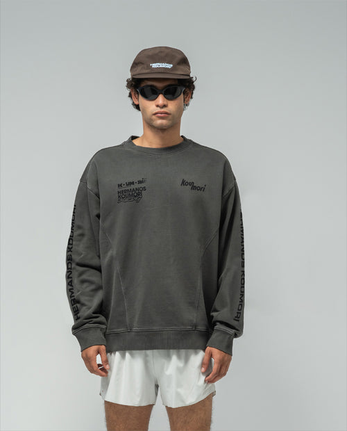 AOP Crewneck Black Garment Dye