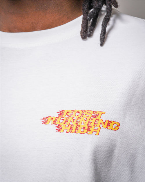 Playera Regular Post Running High Flames Blanca
