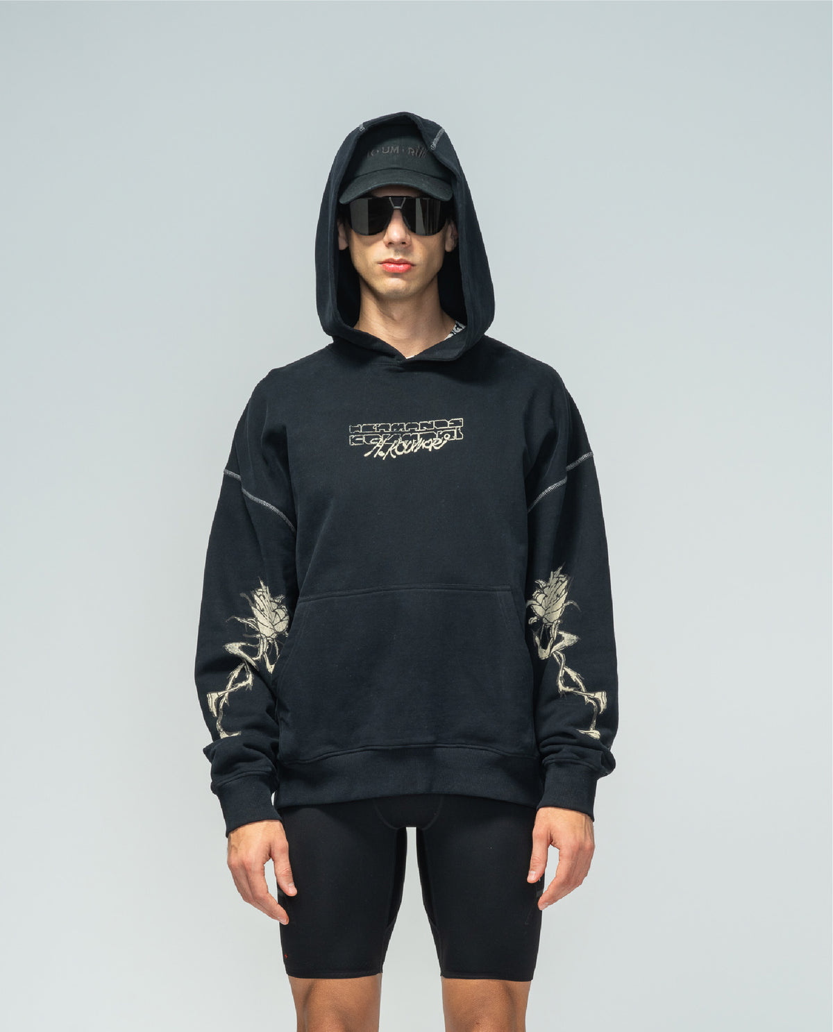 H.KOUMORI AOP Hoodie Black