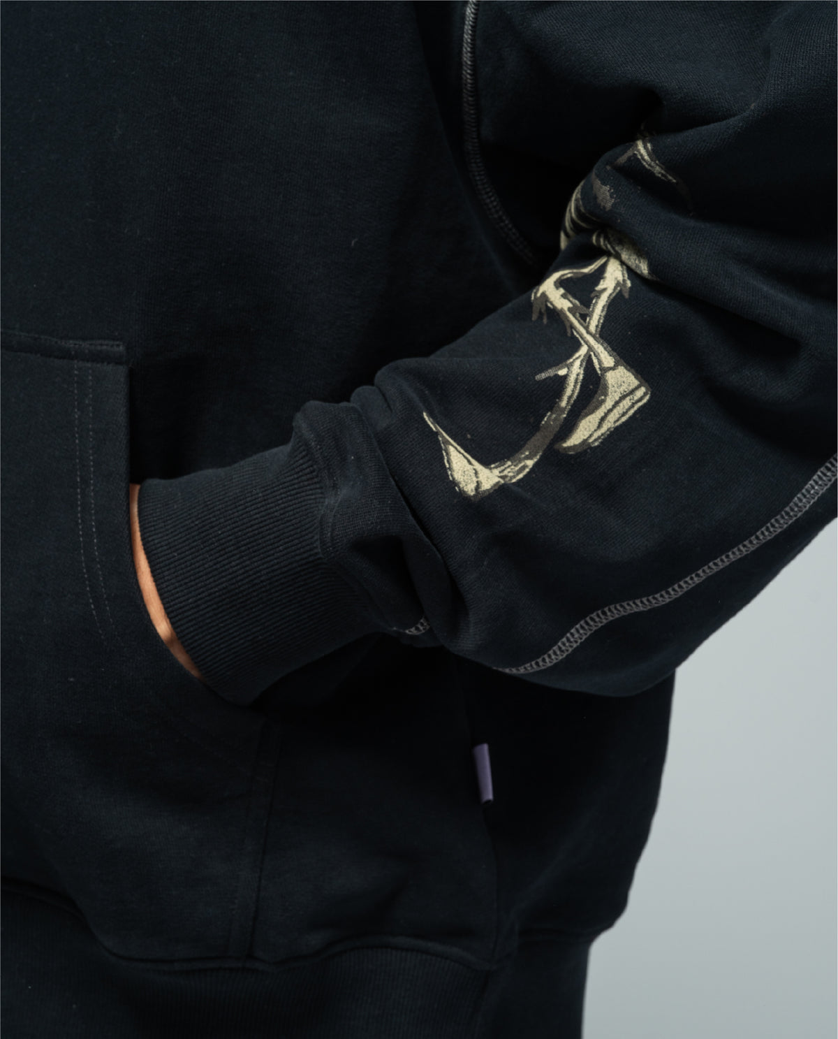 H.KOUMORI AOP Hoodie Black