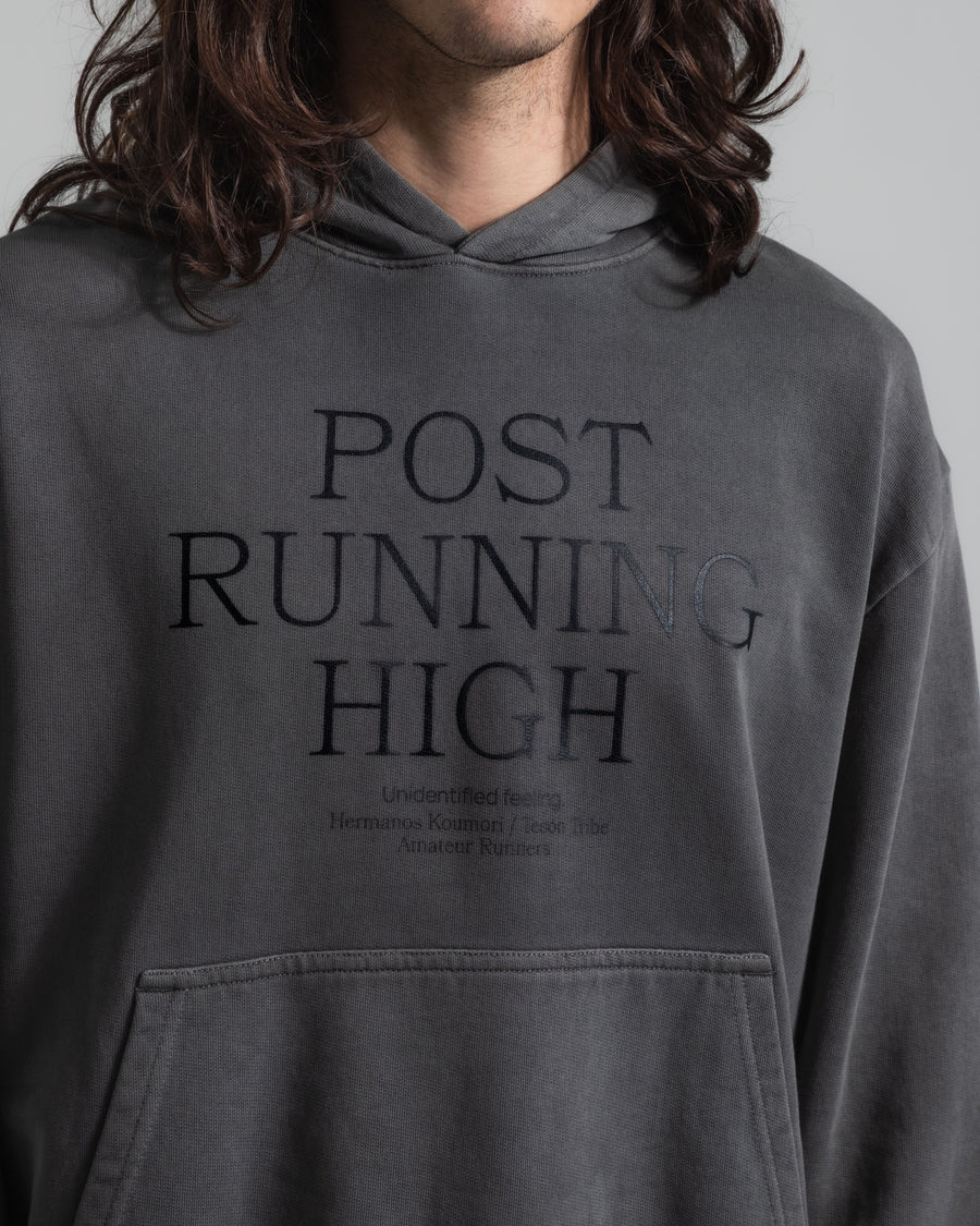 Post Running High Washed Black Hoodie