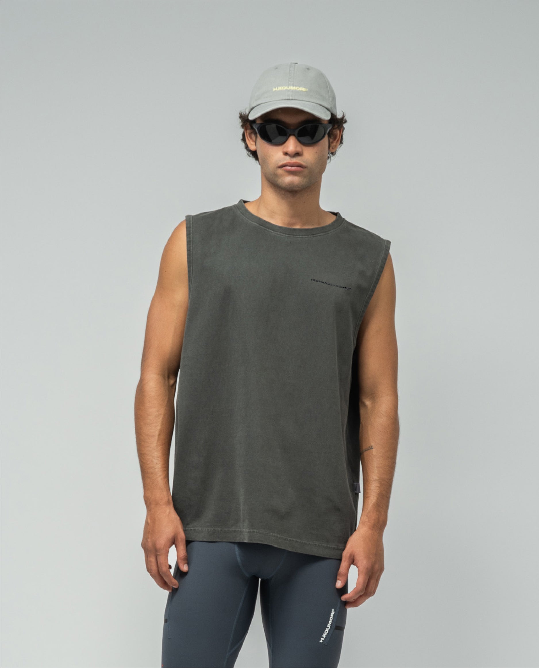 Side Mark Muscle T-Shirt Washed Black