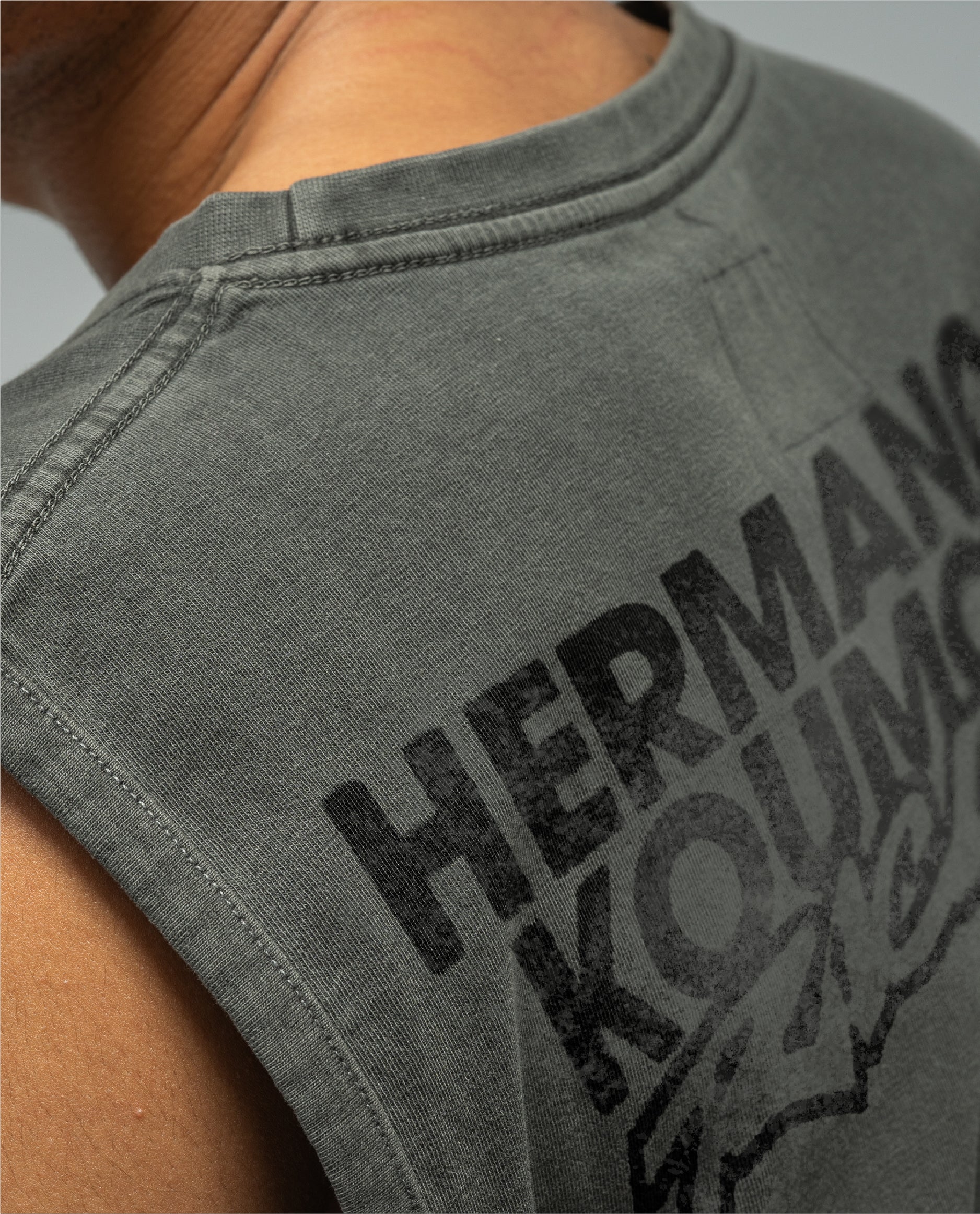 Side Mark Muscle T-Shirt Washed Black