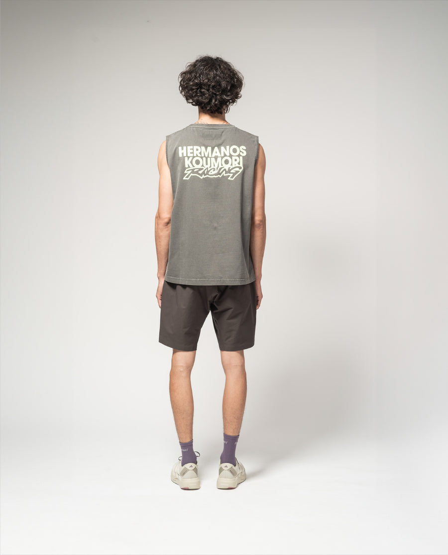 Racing Muscle T-Shirt Black Garment Dye