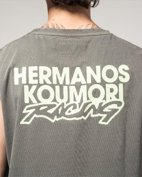 Racing Muscle T-Shirt Black Garment Dye