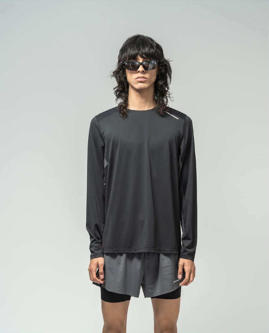 Playera Ligera De Entrenamiento Long Sleeve Asphalt Black