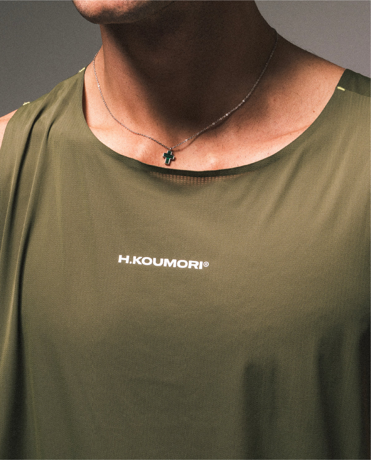 Race Singlet Olive Night
